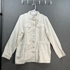 GRAVER Susan Graver Pure Linen Blend Jacket White Size Medium